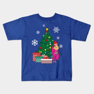 Teen Titans Starfire Around The Christmas Tree Kids T-Shirt